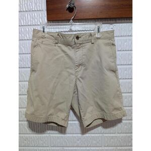 Nordstrom Men's Tan Solid Mid-Rise Polyester Casual Chino Shorts Size 34 Waist